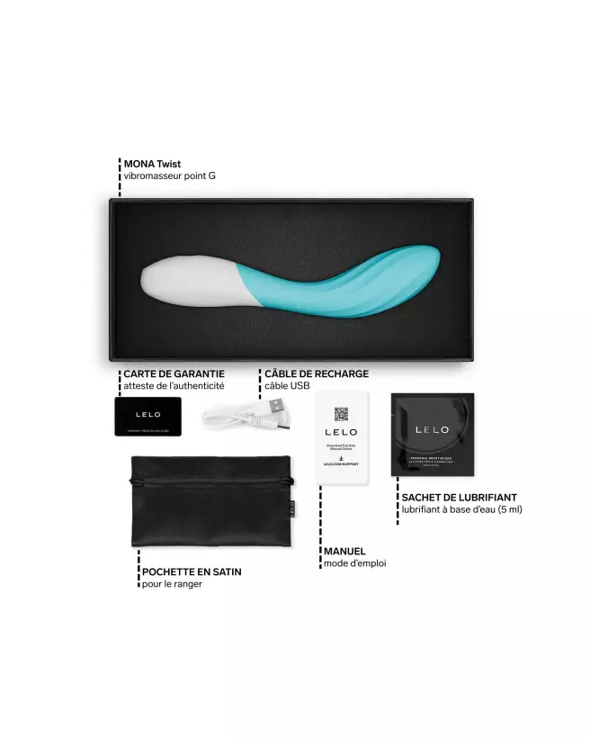 Image du vibromasseur LELO MONA TWIST AQUA, design élégant et ergonomique pour plaisir intense-5