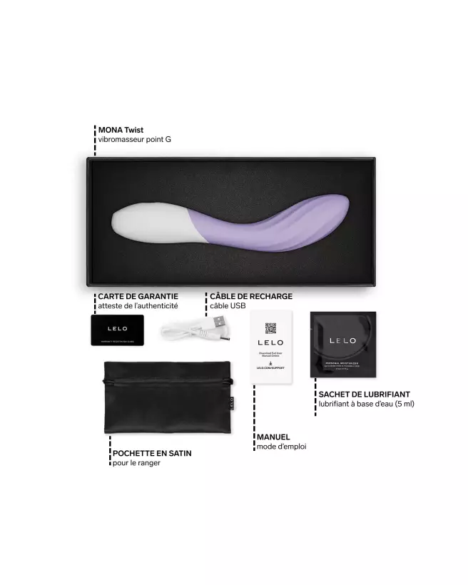 Image du vibromasseur LELO MONA TWIST Lavender, sextoy de luxe, design ergonomique et élégant-5