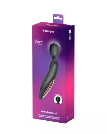 Image du Satisfyer Wand-Erland Noir, masseur ergonomique et élégant pour relaxation et plaisir intensifs-2