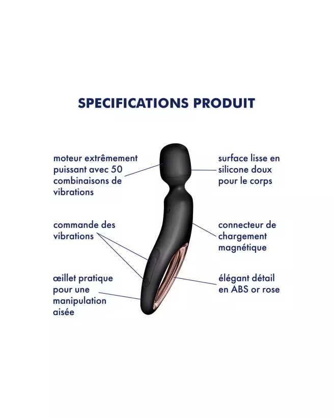Image du Satisfyer Wand-Erland Noir, masseur ergonomique et élégant pour relaxation et plaisir intensifs-3
