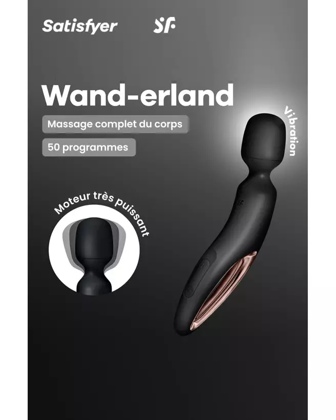 Image du Satisfyer Wand-Erland Noir, masseur ergonomique et élégant pour relaxation et plaisir intensifs-4