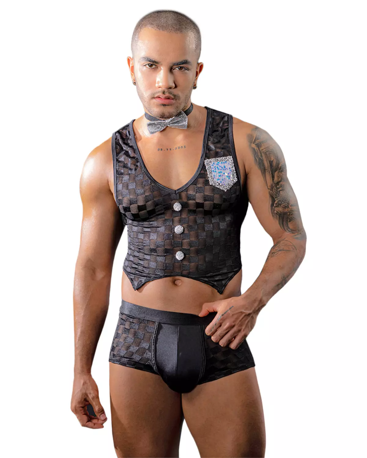 Tenue de serveur noir Paris Hollywood pour homme en déguisement-1