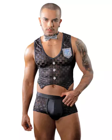 Tenue de serveur noir Paris Hollywood pour homme en déguisement-1
