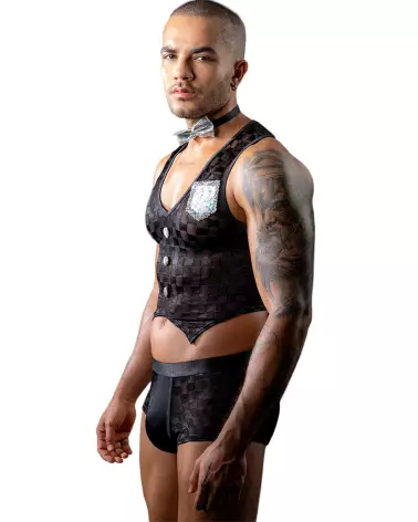 Tenue de serveur noir Paris Hollywood pour homme en déguisement-3