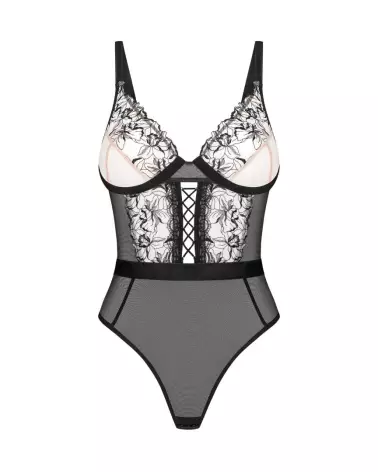 Body Vila Blanes noir Obsessive avec broderie botanique et détails dorés-5
