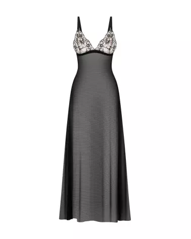 Image de la Nuisette Obsessive Vila Blanes noire avec broderie florale-5