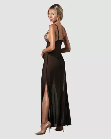 Image de la Nuisette Obsessive Vila Blanes noire avec broderie florale-14