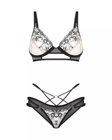 Photo de l'ensemble Obsessive Vila Blanes noir, détails floraux et bretelles ajustables-3