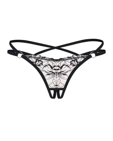 String ouvert Vila Blanes noir Obsessive avec motif floral et détails dorés-4