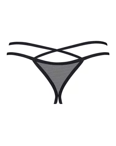 String ouvert Vila Blanes noir Obsessive avec motif floral et détails dorés-5