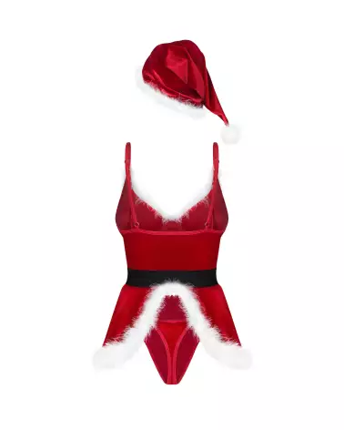 Costume Hot Santa Obsessive en velours avec plumes pour Noël-6