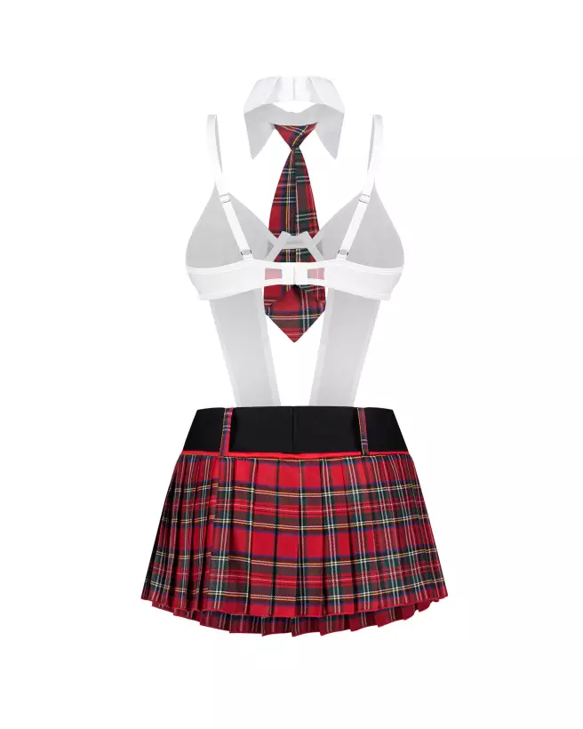 Costume sexy College Girl 5 pièces Obsessive avec mini-jupe et body transparent-6