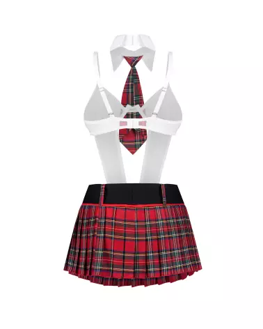 Costume sexy College Girl 5 pièces Obsessive avec mini-jupe et body transparent-6