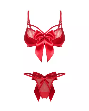 Ensemble Obsessive Gifty Red 2 pièces en lingerie sexy avec soutien-gorge à armatures et string finitions satin-5