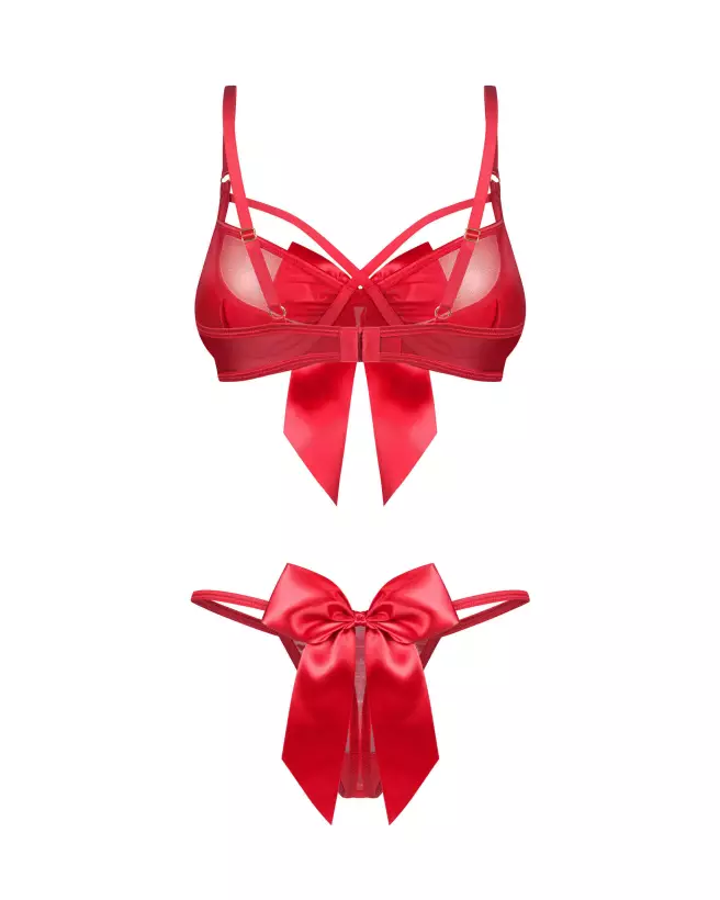 Ensemble Obsessive Gifty Red 2 pièces en lingerie sexy avec soutien-gorge à armatures et string finitions satin-6