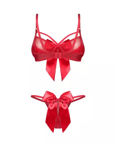 Ensemble Obsessive Gifty Red 2 pièces en lingerie sexy avec soutien-gorge à armatures et string finitions satin-6