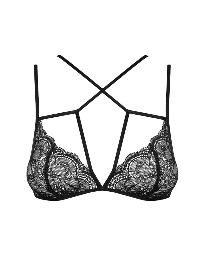 Image du demi-soutien-gorge noir Frivolla par Obsessive avec dentelle délicate et lanières ajustables-2