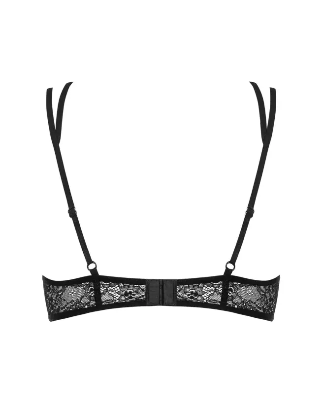 Image du demi-soutien-gorge noir Frivolla par Obsessive avec dentelle délicate et lanières ajustables-3