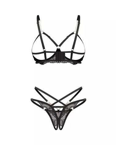 Photo de l'Ensemble Ouvert Matildea Noir d'Obsessive, dentelle délicate et chaînes élégantes-6