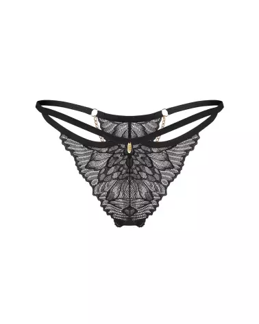 String Matildea Noir Obsessive avec chaîne dorée et dentelle élégante-5