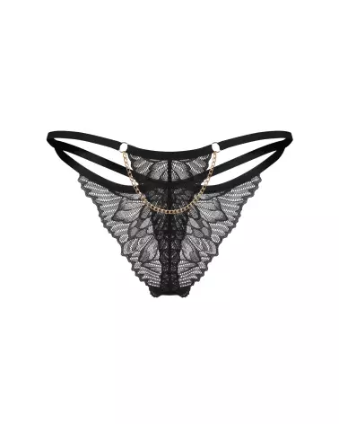 String Matildea Noir Obsessive avec chaîne dorée et dentelle élégante-6