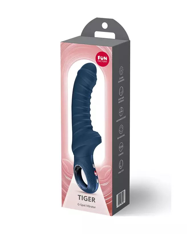 Image du vibromasseur FUN FACTORY TIGER NIGHT BLEU, optimal pour stimulation du Point G-2