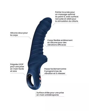 Image du vibromasseur FUN FACTORY TIGER NIGHT BLEU, optimal pour stimulation du Point G-3