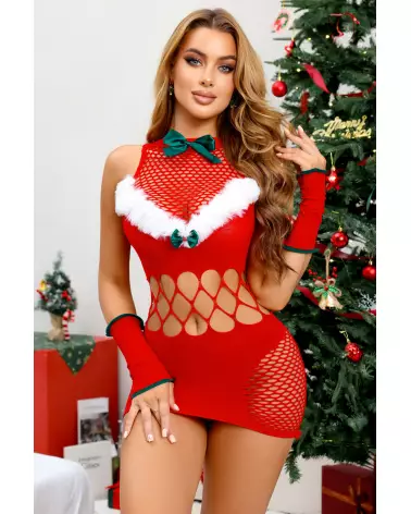 Robe Mère Noël sexy rouge Paris Hollywood pour femme en taille unique-1