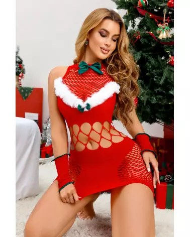 Robe Mère Noël sexy rouge Paris Hollywood pour femme en taille unique-4