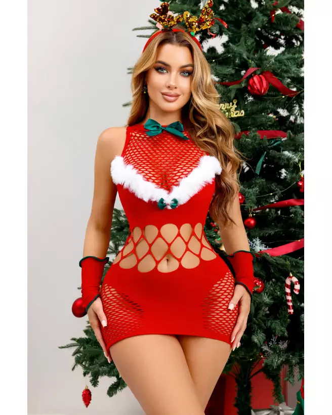 Robe Mère Noël sexy rouge Paris Hollywood pour femme en taille unique-5