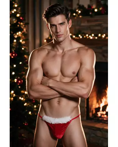 string velours Père Noël rouge homme Paris Hollywood déguisement sexy lingerie masculine Noël accessoire fête origina-4