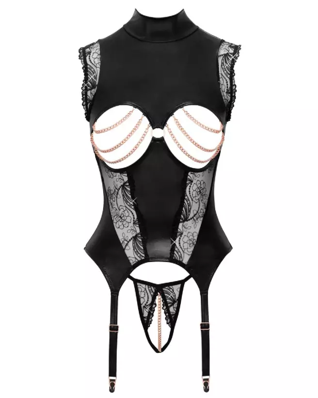 Basque femme Abierta Fina body dentelle noire lingerie sexy érotique tenue raffinée sensualité dessous féminins-7