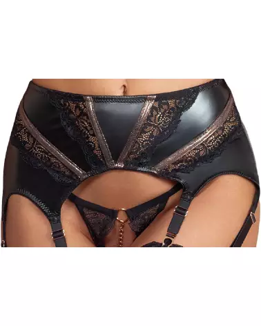 Ensemble lingerie sexy Shelf Bra Susp Set Abierta Fina soutien-gorge ouvert porte-jarretelles raffiné dessous sensuel-6