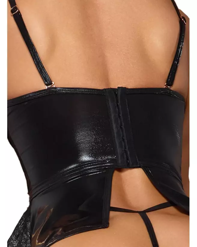 Top and String Body Abierta Fina lingerie sexy femme ensemble dentelle érotique body sensuel deux pièces-7