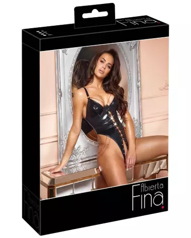 Body sexy noir or rose Abierta Fina lingerie dentelle élégante femme-1