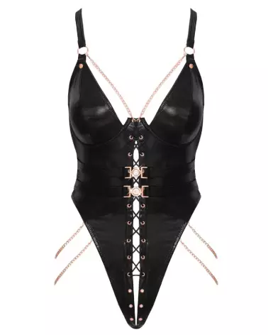 Body sexy noir or rose Abierta Fina lingerie dentelle élégante femme-7