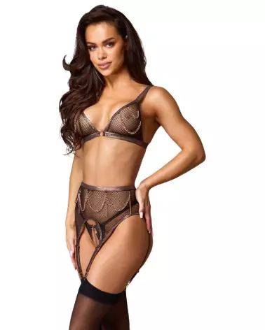 ensemble lingerie sexy résille Abierta Fina bra suspender set net soutien-gorge porte-jarretelles femme dessous séduisan-2
