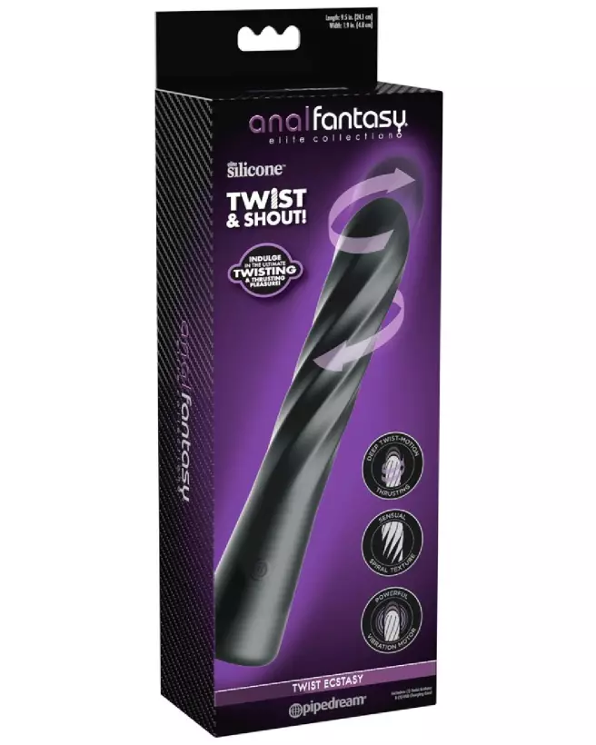 stimulateur anal AFE Twist Ecstacy Black Anal Fantasy Elite silicone ergonomique plaisir intense sextoy anal noir-1