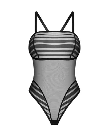 Body sexy noir Obsessive pour femme en dentelle transparente dos nu bretelles réglables lingerie érotique premium-7