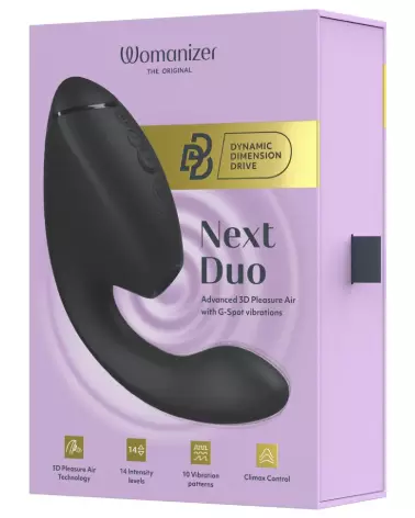 Womanizer Next Duo Black stimulateur clitoridien double stimulation waterproof Pleasure Air-1