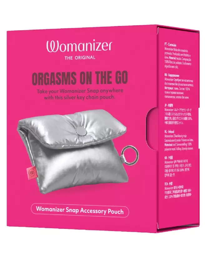Womanizer Snap Pouch Silver pochette élégante rangement stimulation clitoridienne sextoy femme accessoire intime-1