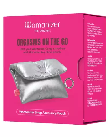 Womanizer Snap Pouch Silver pochette élégante rangement stimulation clitoridienne sextoy femme accessoire intime-1