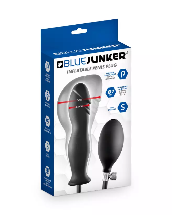 Plug anal gonflable noir BLUE JUNKER en silicone pour stimulation anale adulte-2