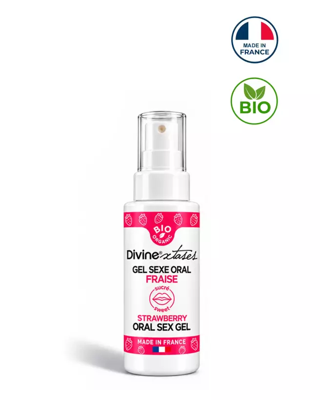 gel sexe oral fraise 50ml Divine Xtases lubrifiant comestible stimulant femme plaisir intense saveur fruitée-1