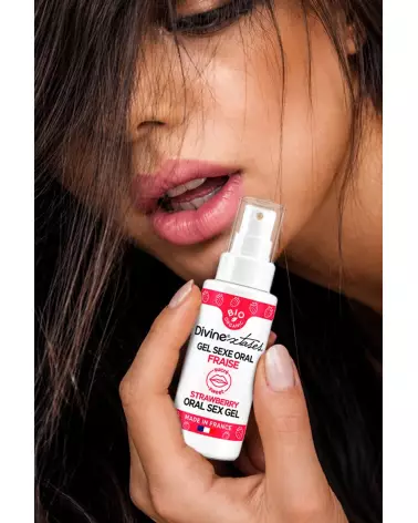 gel sexe oral fraise 50ml Divine Xtases lubrifiant comestible stimulant femme plaisir intense saveur fruitée-2