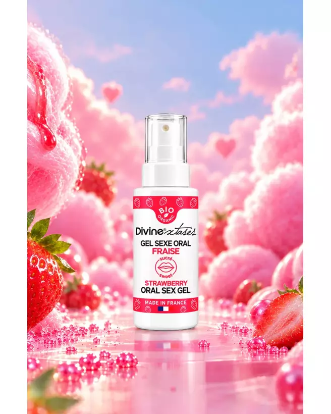 gel sexe oral fraise 50ml Divine Xtases lubrifiant comestible stimulant femme plaisir intense saveur fruitée-3