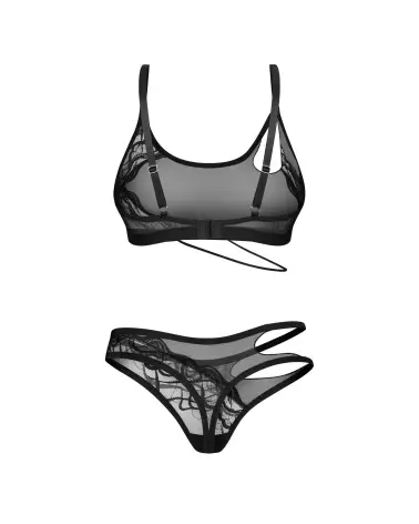 Saturis ensemble 2 pièces Obsessive lingerie sexy noire dentelle soutien-gorge sans armatures string ouvert femme-3