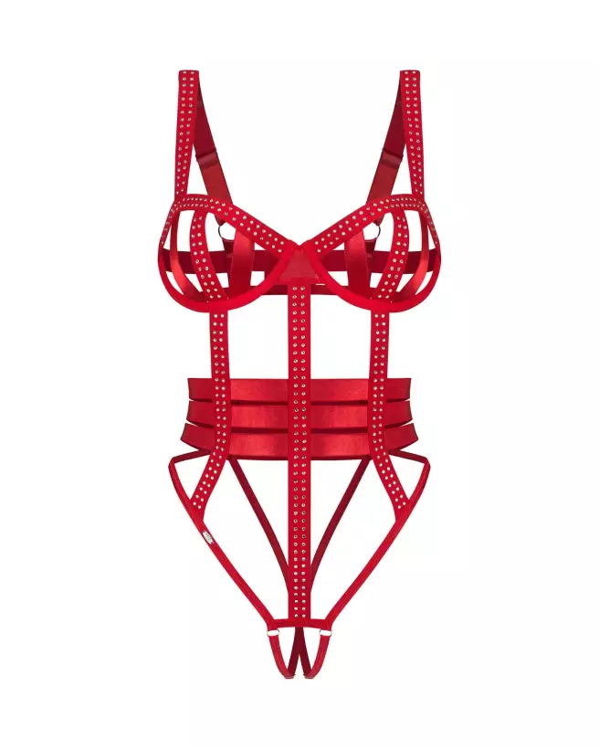body ouvert shiny obsession obsessive lingerie sexy satinée cristaux scintillants bonnets à armatures dessous glamour fe-7
