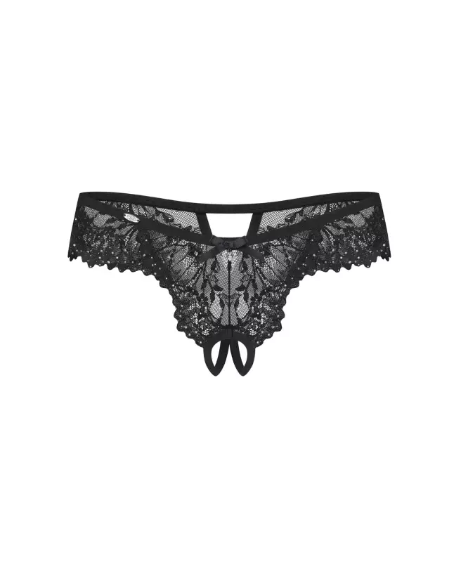 string ouvert Sparkly Night Obsessive dentelle noire scintillante lingerie sexy femme-10