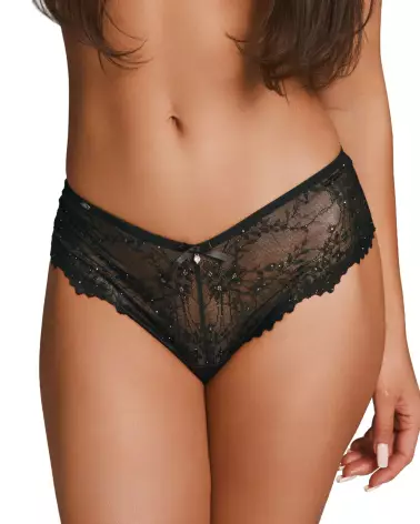 Shorty sexy dentelle noire Sparkly Night Obsessive, lingerie femme glamour, détails scintillants, sous-vêtement conforta-3
